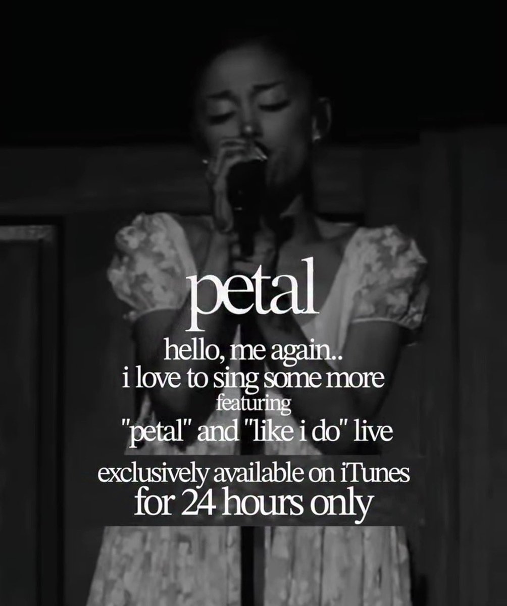 TheGrandeTop10's tweet photo. 🚨‘petal - hello me again.. i love to sing some more’ out now

Featured ‘petal’ and ‘like i do’ live https://t.co/r2KoX5SfJp