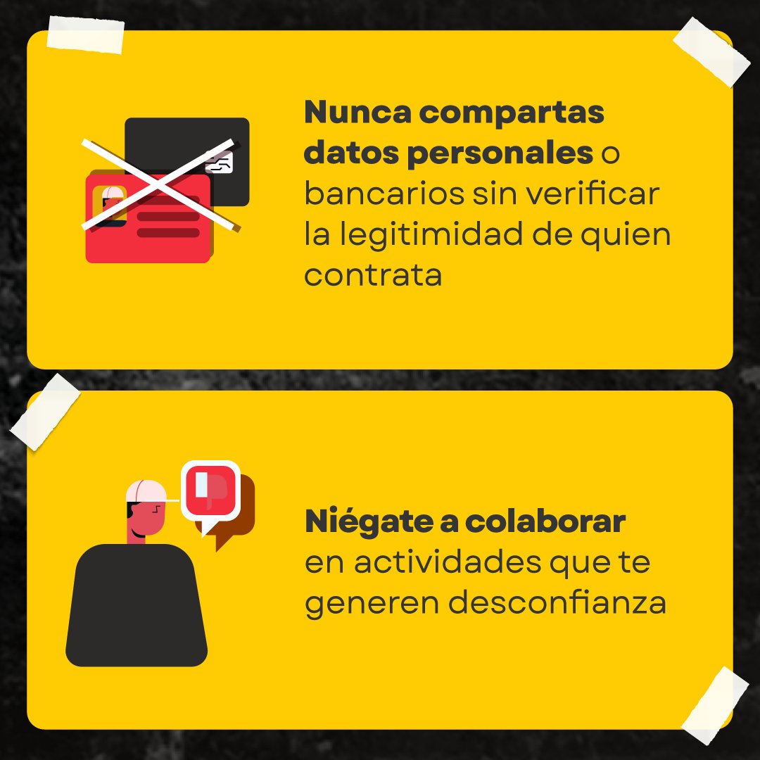 SIBPJal's tweet photo. #CUIDADO Los grupos criminales engañan con supuestos trabajos, y prometen que serán "empleos fáciles". La realidad es distinta, termina en dolor y angustia para la víctima y las familias.
Toma en cuenta estas recomendaciones 

Emergencias 9-1-1
Denuncia Anónima 089 https://t.co/IBcnh3rnOo