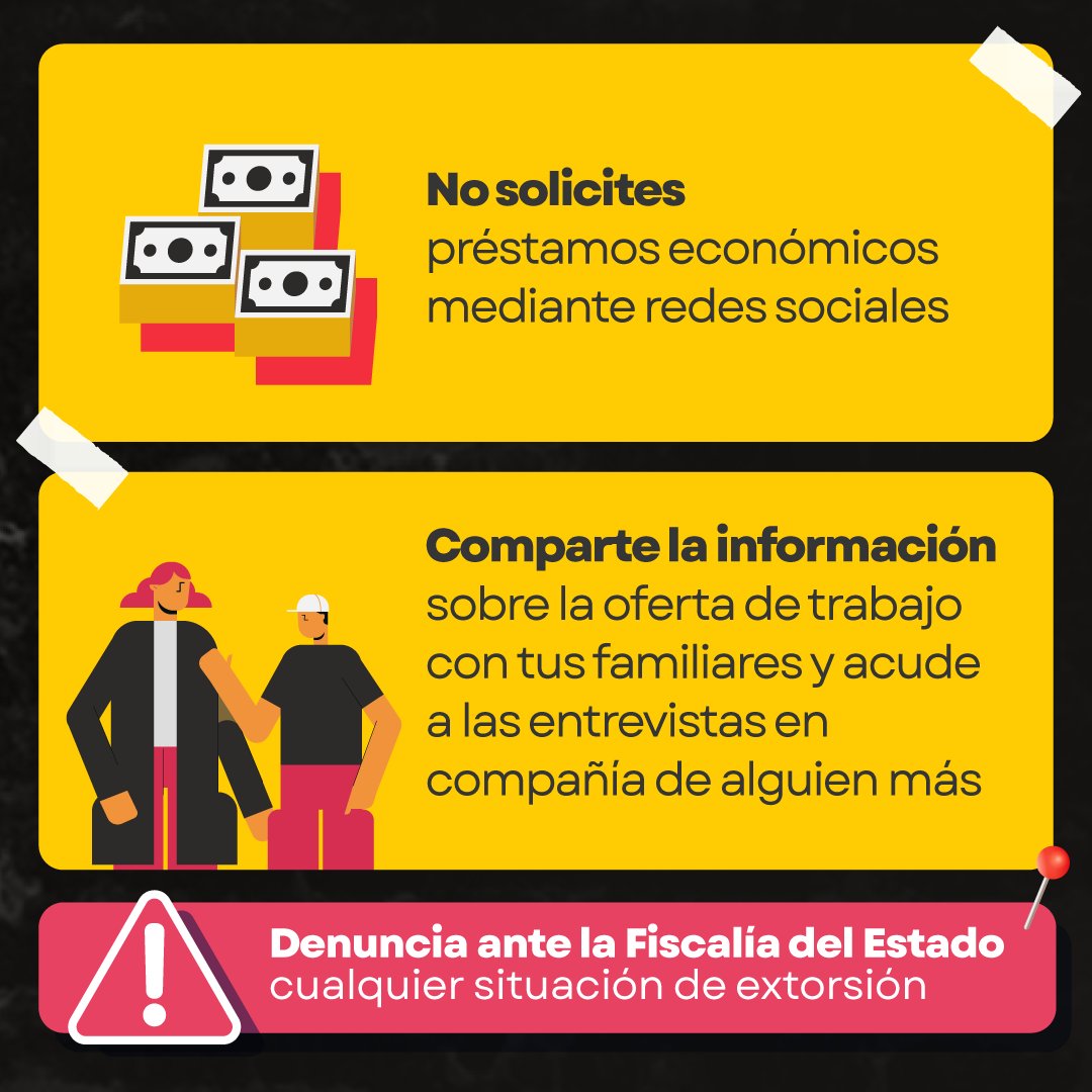 SIBPJal's tweet photo. #CUIDADO Los grupos criminales engañan con supuestos trabajos, y prometen que serán "empleos fáciles". La realidad es distinta, termina en dolor y angustia para la víctima y las familias.
Toma en cuenta estas recomendaciones 

Emergencias 9-1-1
Denuncia Anónima 089 https://t.co/IBcnh3rnOo