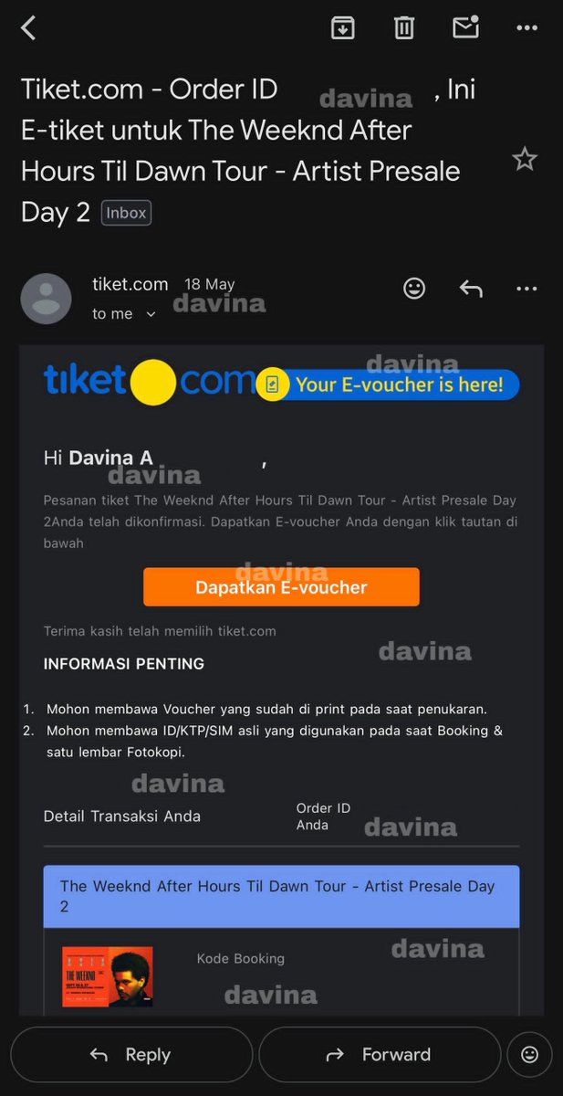 nayandhitaa's tweet photo. WTS 2 Tiket Cat 3 The Weeknd Day 2 in Jakarta Hari Minggu, 27 September 2026!
• Tiket diurus sampai fisikk
• Boleh COD Vanue
• Serious Buyer Only!!
Boleh banget nego kokkkkk
DM for More Info😉🫰🏻
#WTS #WTB #TheWeeknd
#TheWeekndinJakarta #ZonaUang #WTSTheWeeknd https://t.co/4xTiNBXHE4