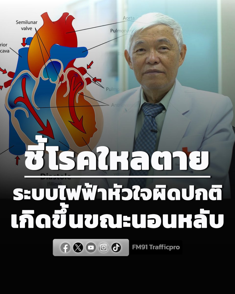 fm91trafficpro's tweet photo. หมอยงชี้ "โรคใหลตาย" เกิดจากระบบไฟฟ้าหัวใจผิดปกติ มักเกิดขึ้นขณะนอนหลับ #หมอยง #นพยงภู่วรวรรณ #โรคใหลตาย #FM91 

อ่านข่าวต่อ https://t.co/JqSH64xDn3 https://t.co/tRV8TOBTK1
