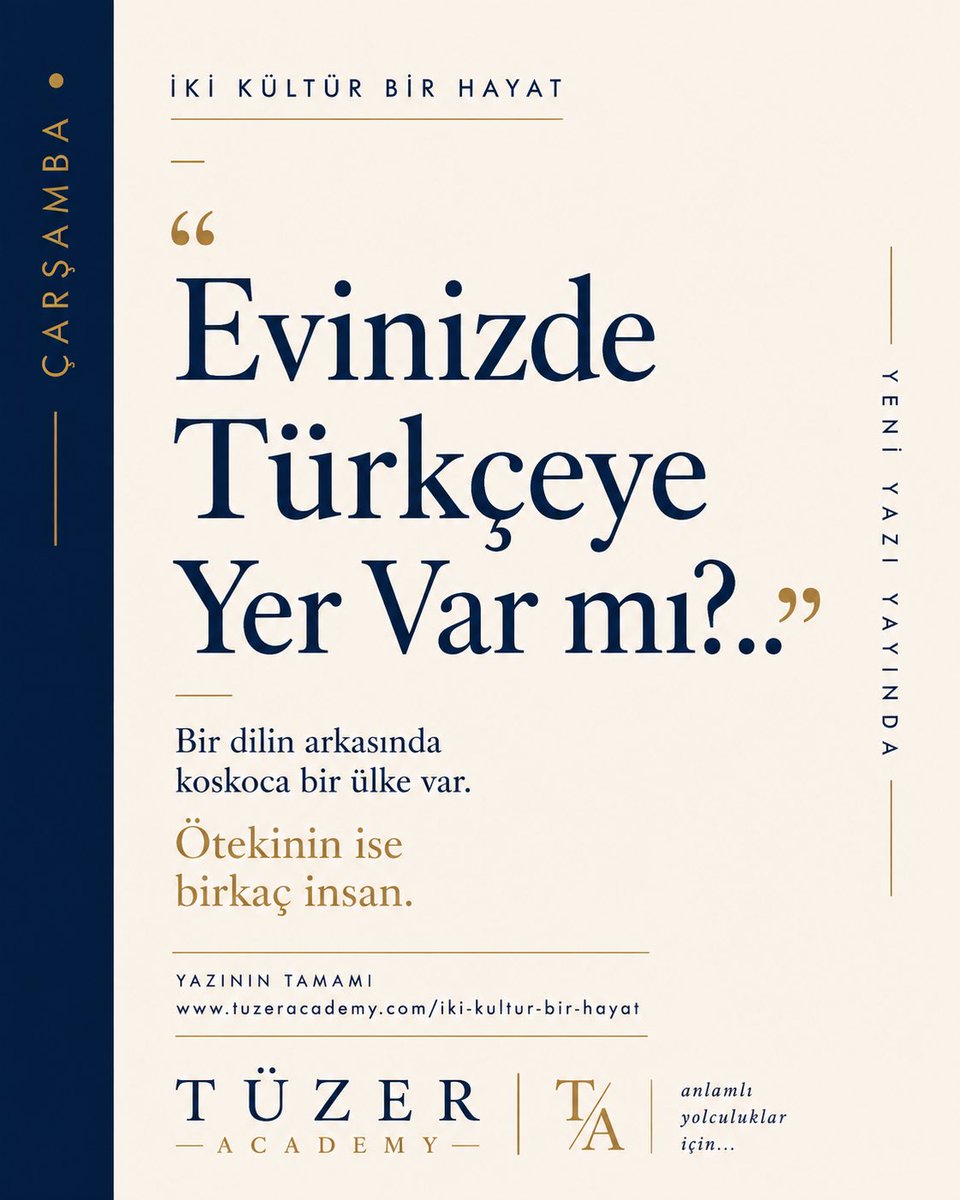 ibrahimtuzer's tweet photo. Evinizde Türkçeye Yer Var mı?..

Amerika’da küçük bir kafede duyduğum kısa bir konuşma, beni uzun zamandır zihnimi meşgul eden bir soruyla yeniden karşı karşıya bıraktı.

Bir çocuğun İngilizce öğrenmesini istemek elbette doğal.

Peki hayat zaten onu İngilizcenin içine çağırırken, evin içinde Türkçeye ne kadar yer bırakıyoruz?

Bu haftaki İki Kültür Bir Hayat yazısında, iki dil arasında büyüyen çocukların yalnızca kelimeleri değil; hafızayı, aidiyeti ve aile içindeki görünmez bağları da nasıl taşıdığını birlikte düşünmeye davet ediyorum.

Yazının tamamı:

https://t.co/Y2N1lkPD3u

anlamlı yolculuklar için…