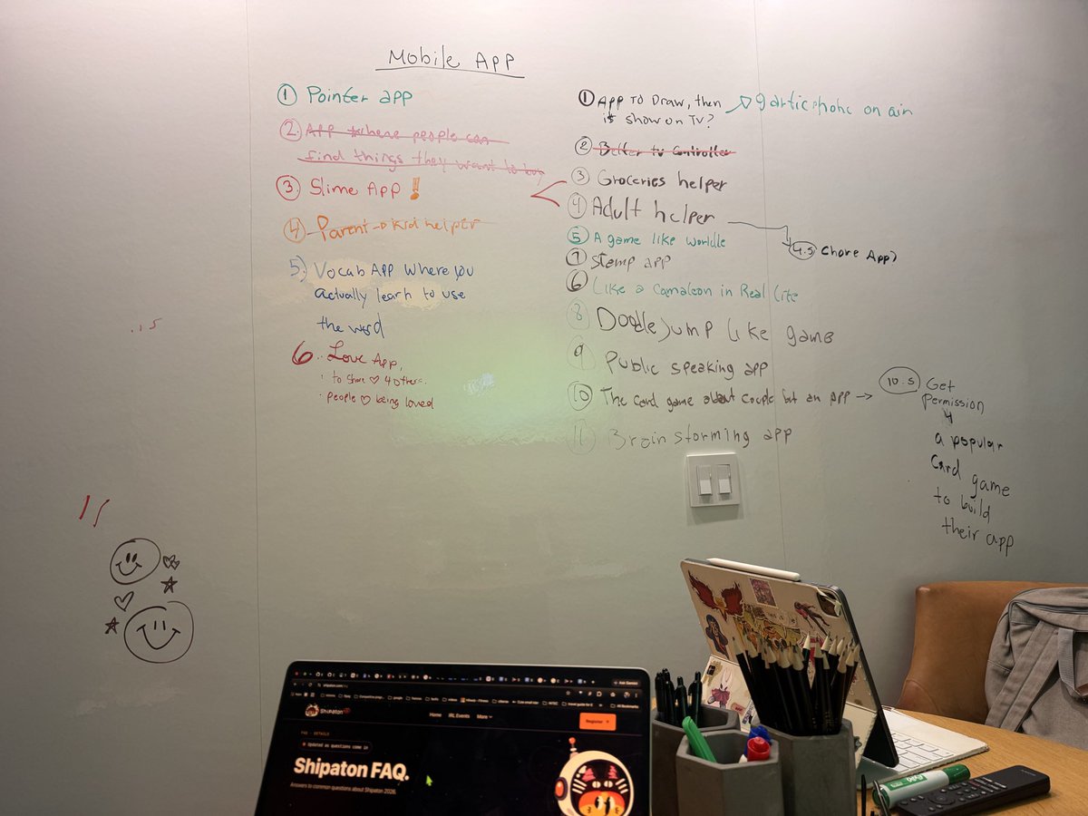 ergerica76's tweet photo. We started today, 
day 1 for us technically day 4 for #shipaton Currently brainstorming ideas for Apps. https://t.co/jG3XE8guBu