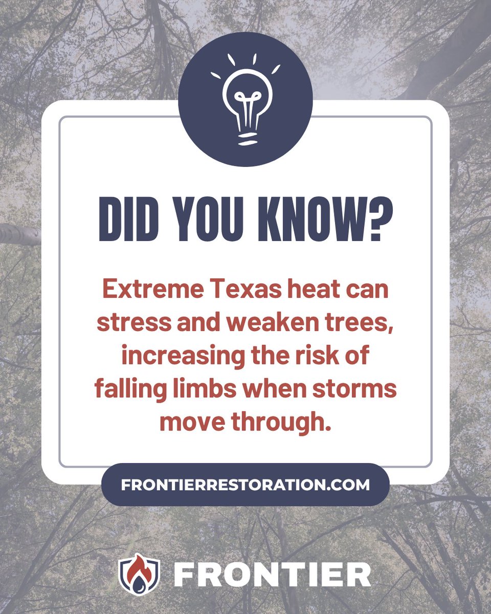 FrontierSGP's tweet photo. Long periods of extreme heat and drought place significant stress on trees, causing branches to become dry, brittle, and more likely to break. When storms or strong winds move through, even seemingly healthy trees can lose large limbs or fall, potentially causing property damage. https://t.co/GBqmZISquP