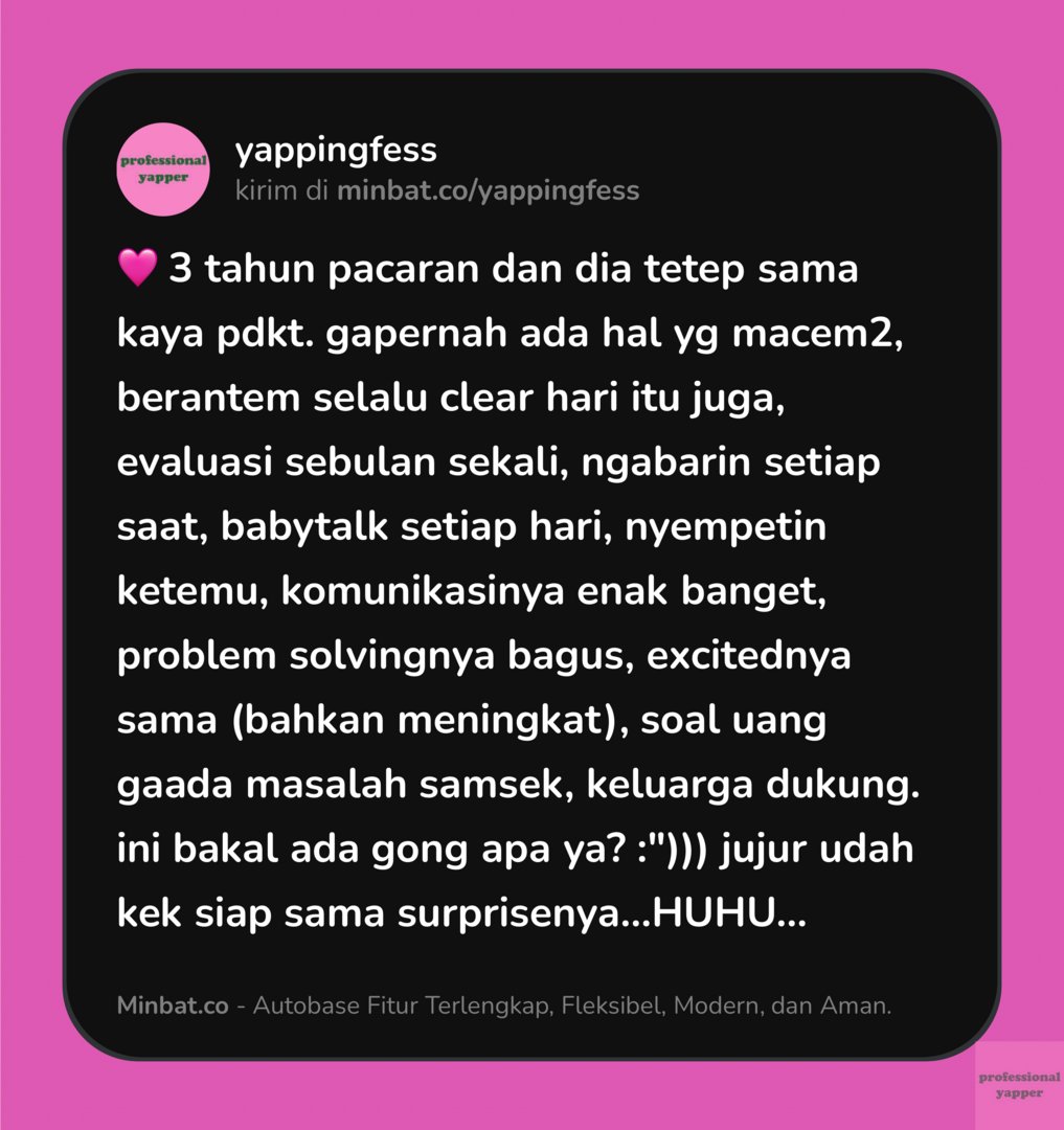 yappingfess's tweet photo. 🩷 aku sayang bgt sama pacarku tapi kayak aku selalu siap sama rasa kecewa yg datang dari siapapun...ada yg mau sharing pengalaman? :") https://t.co/inIT6UVj6J