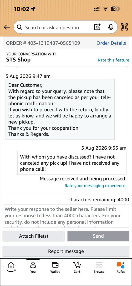 malteshk's tweet photo. @AmazonHelp Look at your seller comment,
No one spoke to me and i have not asked for cancellation. They sent a message of cancellation and made wrong claim https://t.co/lGpdevRyoM