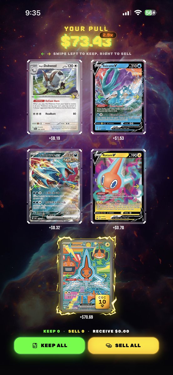 A2Zkicks's tweet photo. Alright my ripper friends - last pull for me and off to bed! Before we go, we hit this Rotom EX in a CGC 10 Pristine! What do you guys think? Ship or sell, do guys like the CGC pristine slabs? https://t.co/5YJXvgKmG7