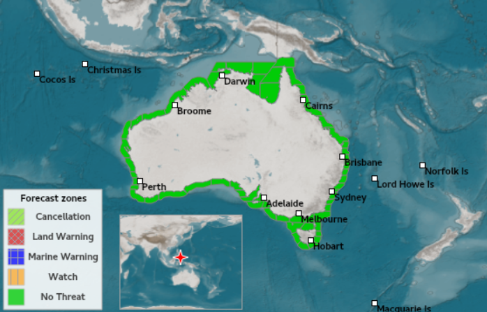 BOM_au's tweet photo. No #tsunami threat to Australia from magnitude 6.5 #earthquake near MINDANAO, PHILIPPINES. Latest advice at https://t.co/Tynv3ZPROS. https://t.co/XsHqPwgZmq