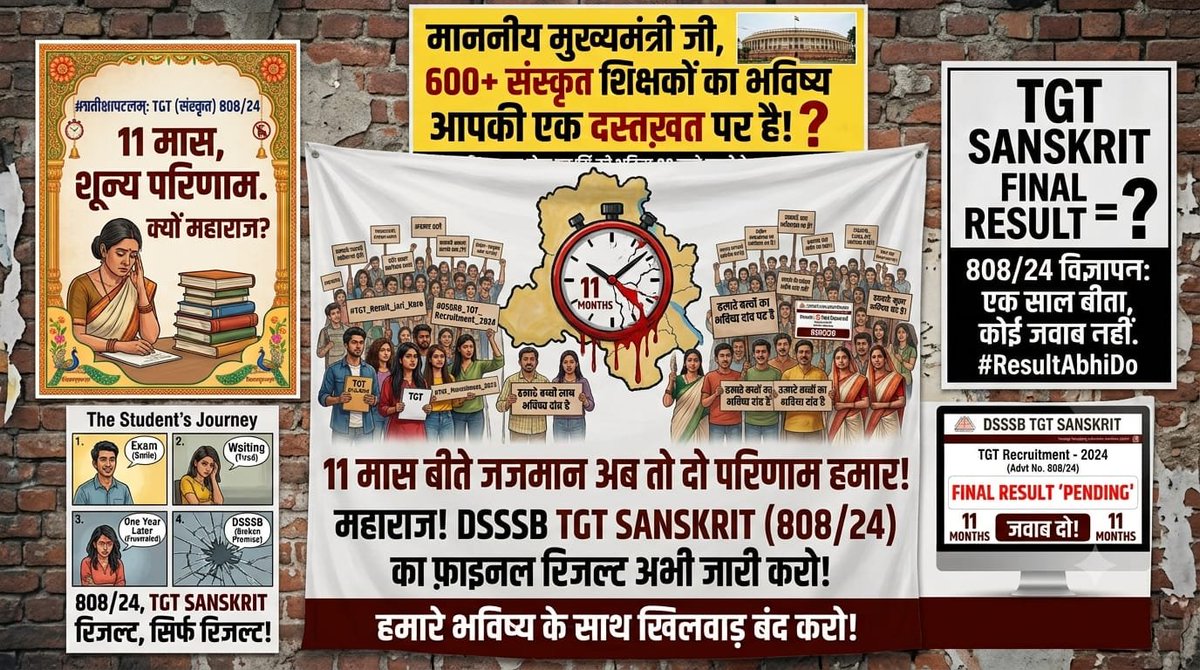 Sandeepamethii's tweet photo. प्रतीक्षा बहुत हुई, अब परिणाम दीजिए।

 #DeclareTGTSanskritResult

 @LtGovDelhi @dsssbofficial @CMODelhi #TGTSanskrit #DSSSBpostcode808/24 @all https://t.co/lnRatt70h1