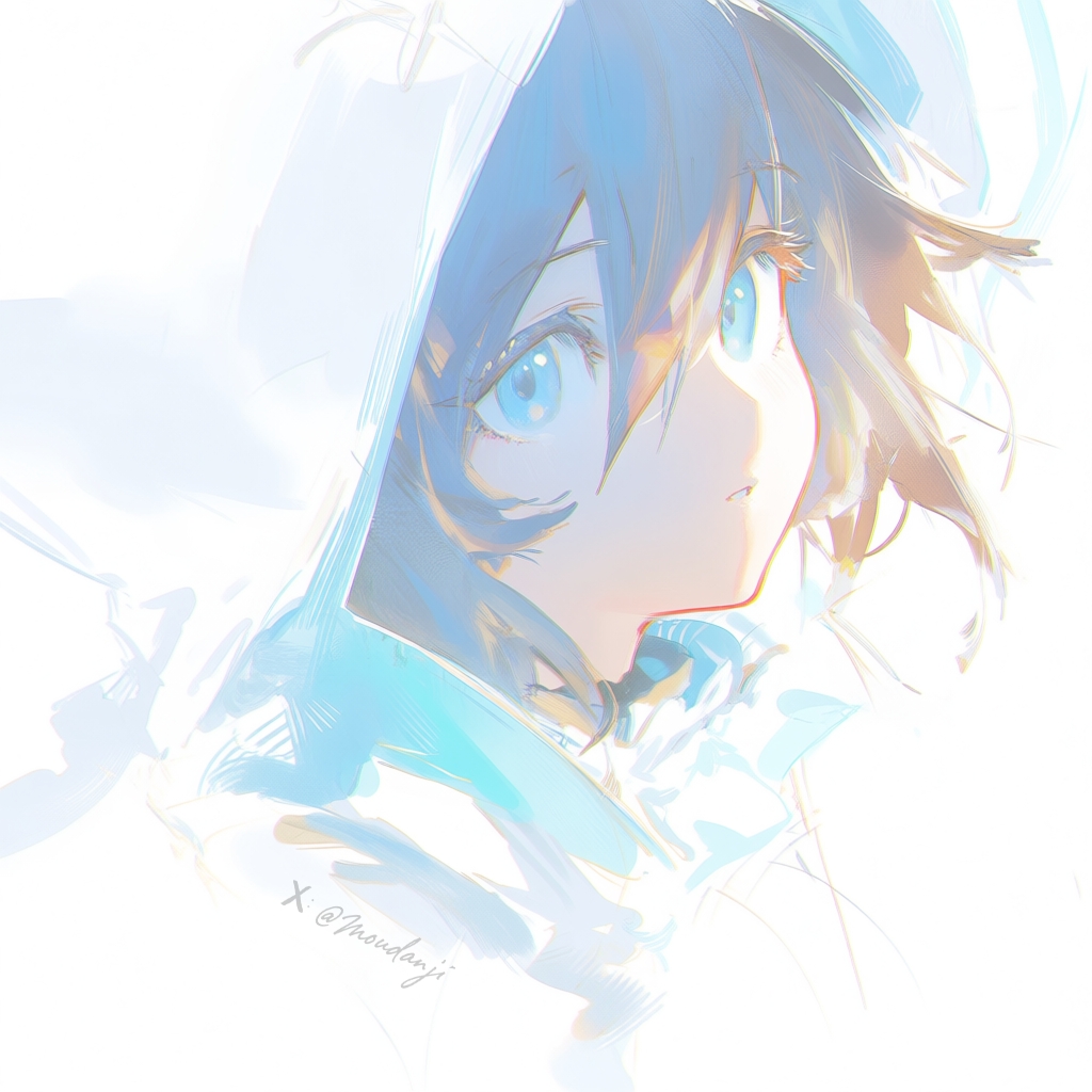 moudanji's tweet photo. Gazing into the dawn. 🌅 
Tried capturing Amiya with a gentle, almost painted touch. The blend of cool blues, soft lighting, and impressionistic textures turned out perfectly. What do you think of this softer look?
#Arknights #Amiya #アークナイツ #NovelAI https://t.co/nSzYQToMyp