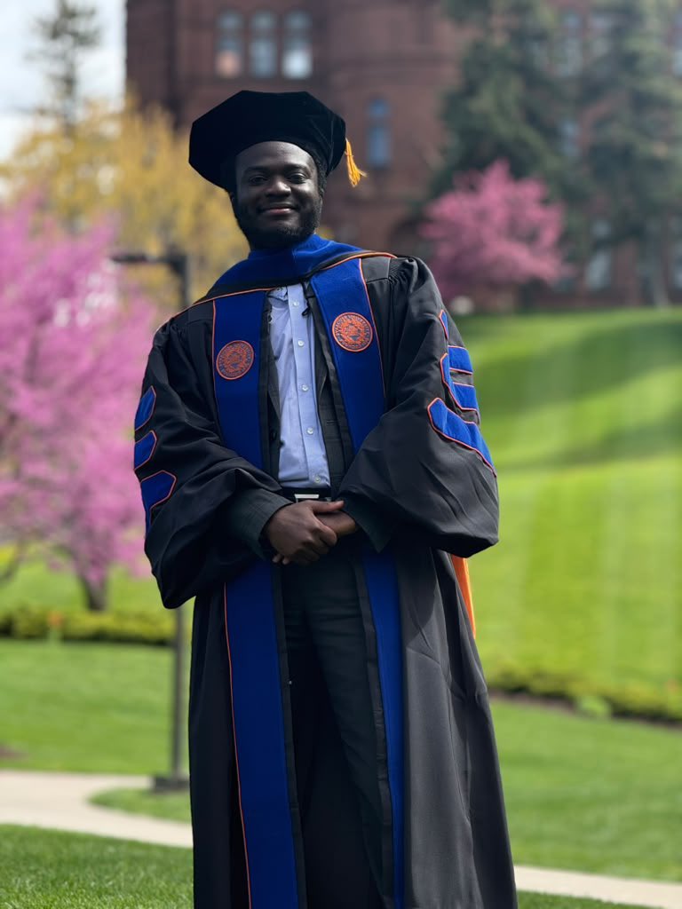 elzer252's tweet photo. Congratulations on your graduation 
Dr. Paul Nana Kwame Sagoe 
#phd #graduation2026 #syracruse @SyracuseU #knust #Ghanatalksradio #ghana #biomedical #research @BMESociety @KNUSTGH https://t.co/KnjOSlgxQq