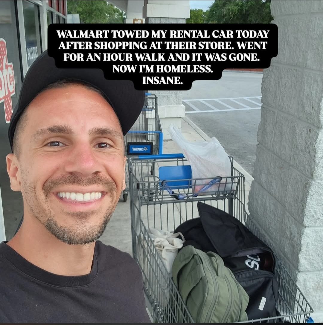 SokoDirect's tweet photo. WALMART TOWED MY RENTAL CAR TODAY AFTER SHOPPING AT THEIR STORE. WENT FOR AN HOUR WALK AND IT WAS GONE. 
NOW I'M HOMELESS.
INSANE. #walmart #towing #legaladvice #walmartfail @walmart #homeless https://t.co/HYblAYxWyu