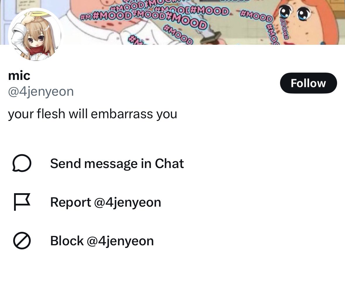 suaonthemoon's tweet photo. @BlackMajiks Got a great idea let’s all mass report these three fucking accounts that clearly have zero morality and taking someone’s death as a whole joke. using someone’s death as some clout chasing bs because you lack attention outside of twitter is crazy. Go get some therapy https://t.co/2OnIWopuvC