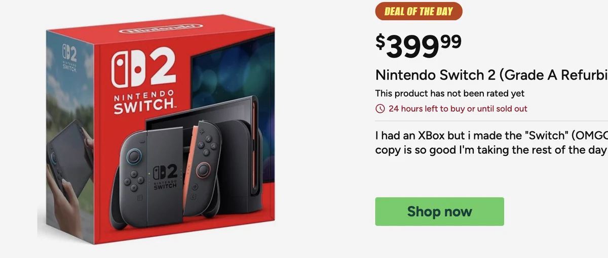 O P в X: „$399.99 (Grade A Refurbished) Nintendo Switch 2 @ Woot