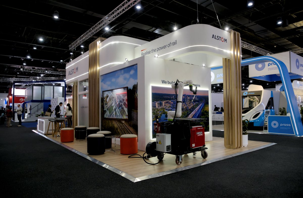 FlowComms's tweet photo. Flow was recently commissioned to design rail systems company Alstom’s stand for the Africa Rail 2026 exhibition at the Sandton Convention Centre.

We’re proud to have produced a space that represented Alstom’s brand and showcased its offerings. 

#Alstom #FlowCommunications https://t.co/FFwECKPmry