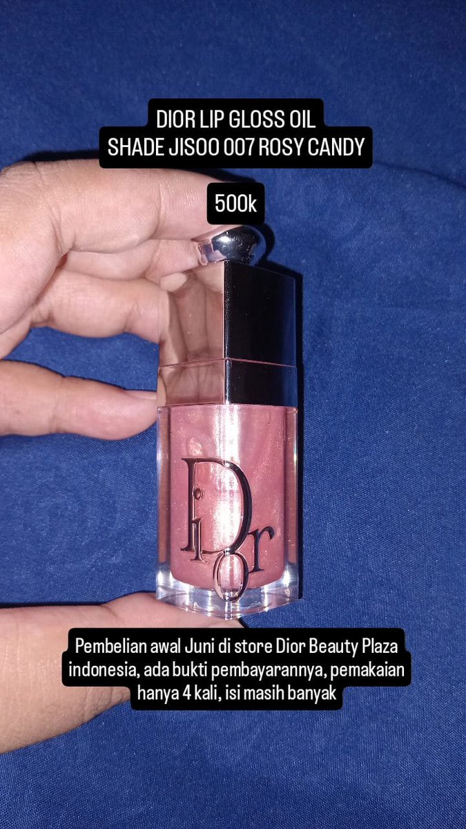 rayyyfsp's tweet photo. Preloved high end make up juga ada Dior Lip Gloss Oil Rosy Candy dan Guerlain Kiss Kiss Glow. Pembelian Juni 2026, ada proof of payment nya dari Plaza Indonesia. Tapi tanpa box &amp; receipt ya. Kalo yg Rhode beli nya April dari Mecca Australia bukan jastip. https://t.co/29v7vGVR4t