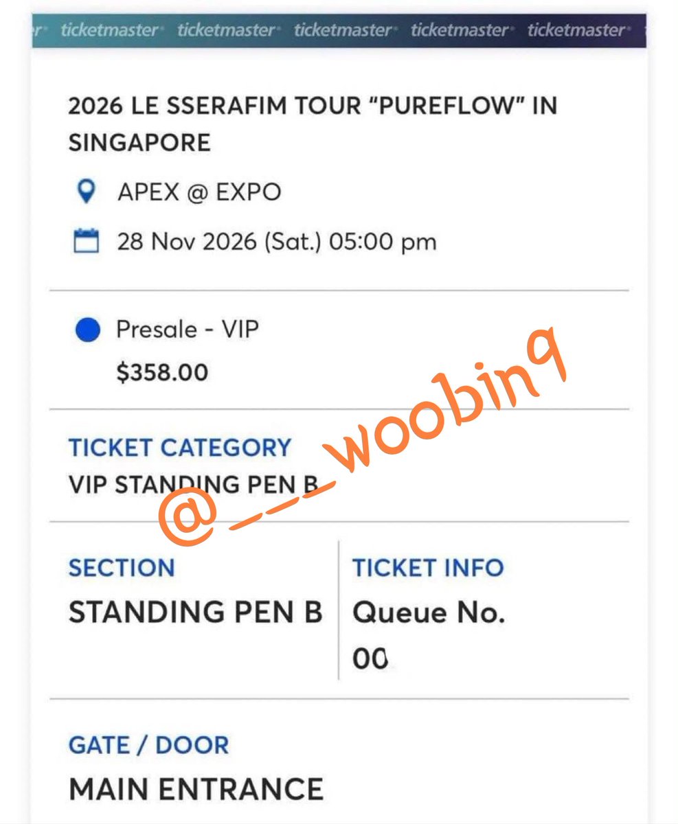 ___woobin9's tweet photo. #WTS 
2026 LE SSERAFIM TOUR PUREFLOW IN SINGAPORE 🇸🇬
 
—VIP STANDING B
—VIP SEATED 210

Instant transfer
Global buyers ok
Send a DM if interested 📩
#LESSERAFIMinSG #LESSERAFIMinSINGAPORE
#LE_SSERAFIM
#PUREFLOW_IN_SINGAPORE https://t.co/inYWx1W4KA