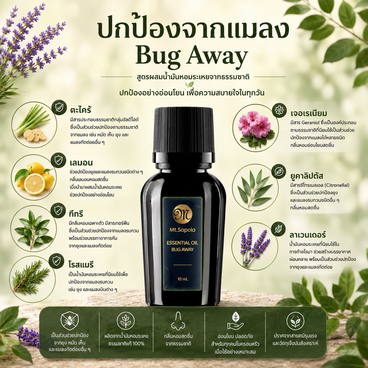 MtSapolaSpa's tweet photo. 🌿 Bug Away — Repel Insect Blend
ปกป้องทุกช่วงเวลาของการพักผ่อน ด้วยพลังจากธรรมชาติ ✨
#MtSapola #BugAway #EssentialOil #NaturalWellness #Aromatherapy #NatureInspired
#OutdoorLiving #FreshLiving #PlantBasedWellness #WellnessLifestyle https://t.co/oe1X1ujBJ9