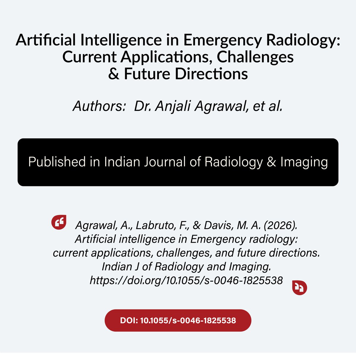 dAIgnositX's tweet photo. AI can detect a brain bleed with high sensitivity but does high performance translate into better patient care?

Dr. Anjali Agrawal et al. review AI in emergency radiology, implementation challenges, and importance of validation &amp; radiologist oversight.
https://t.co/R9UvVUfF1H https://t.co/1sMZdz3VTV