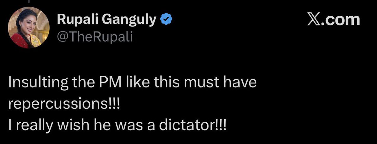 ywineethepooh's tweet photo. total disdain for democracy &amp; human rights must be a prerequisite for joining the bjp because rupali is so perturbed by some bad words hurled at mahamanav, she wishes to live in a dictatorship where opposition is violently wiped out &amp; young girls are flogged for their language. https://t.co/wNRzNxen4b