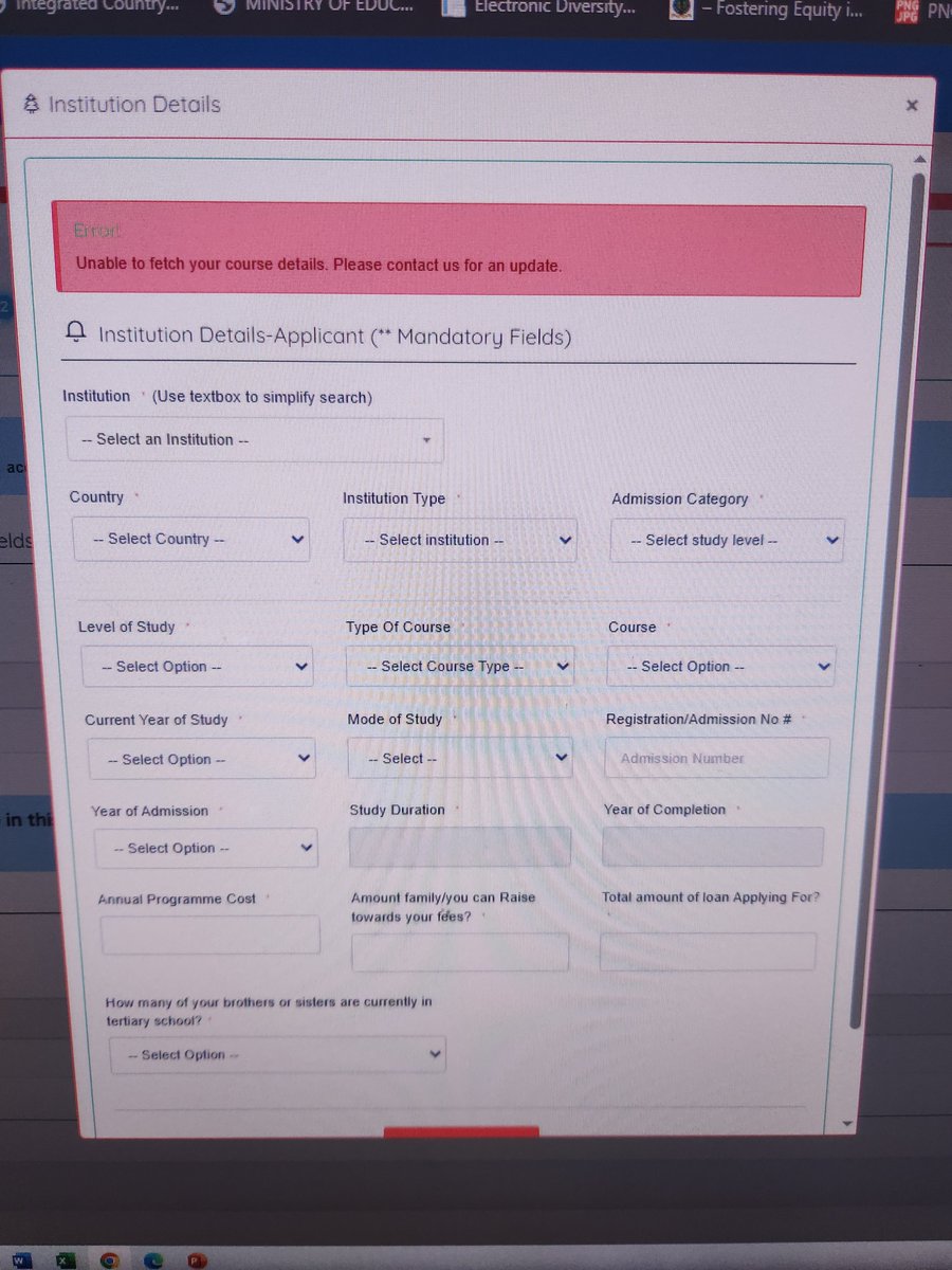 kimhakim9's tweet photo. Am getting that error of unable to fetch course details.  Kindly help
@HELBpage https://t.co/JesiFPbq7Z