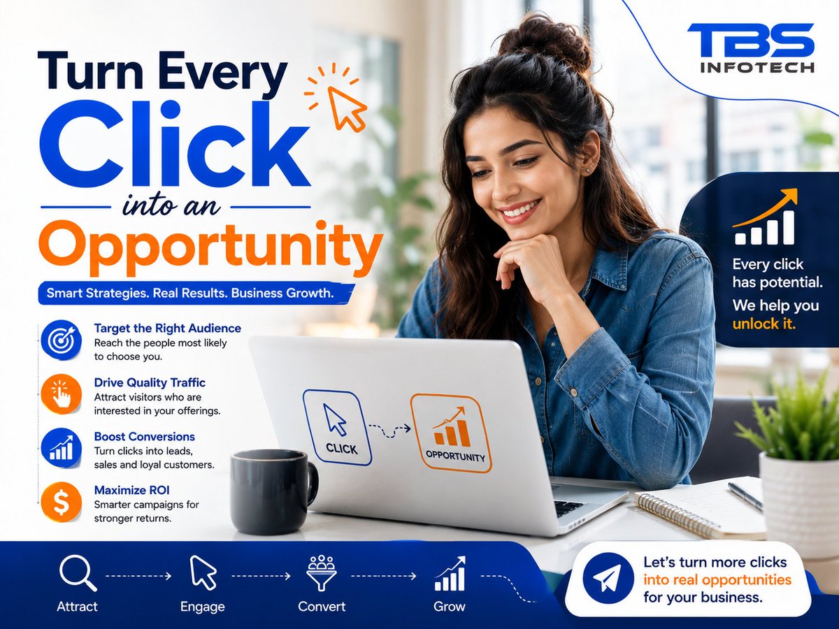 TBS_Infotech's tweet photo. TBS Infotech delivers smart Pay Per Click Marketing Services that drive targeted traffic, quality leads, and measurable ROI for faster business growth.

#PPCMarketing #PayPerClick #TBSInfotech #PPCServices #GoogleAds #PaidAdvertising #LeadGeneration #DigitalMarketing #ROIMarker https://t.co/tqOR4rsBn2