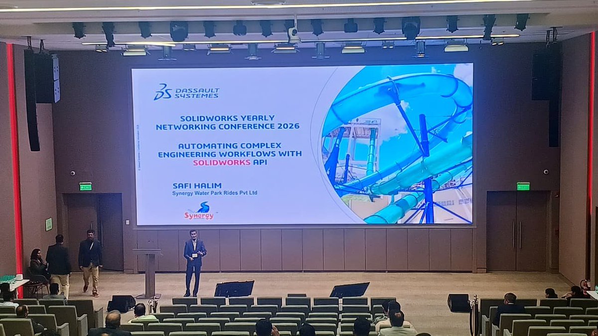 BEACONIndia_3D's tweet photo. Technical Session | SYNC 2026
Mr. Safi Halim from Synergy Water Park Rides shared how the SOLIDWORKS API can automate engineering workflows and boost design efficiency.
#SYNC2026 #SOLIDWORKS #BEACONIndia #SOLIDWORKSAPI https://t.co/g3hZb00HYd