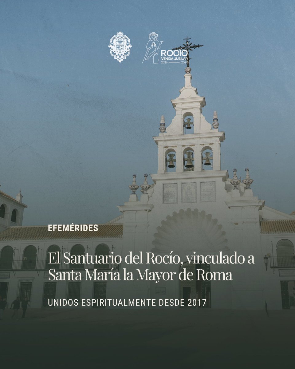 hdadmatrizrocio's tweet photo. EFEMÉRIDES | ¿Sabías que el Santuario de Ntra. Sra. del Rocío está vinculado a la Basílica de Santa María la Mayor de Roma?

Cada 5 de agosto, la Iglesia celebra la Dedicación de este histórico templo, uno de los principales santuarios marianos de la cristiandad, en una fecha ligada también a la memoria de Ntra. Sra. de las Nieves.

Desde 2017, nuestro Santuario mantiene una especial vinculación espiritual con la basílica romana. Por ello, este es uno de los días en los que los fieles pueden obtener en El Rocío la indulgencia plenaria, cumpliendo las condiciones establecidas por la Iglesia.

Una unión que forma parte de la historia y de la dimensión universal del Santuario marismeño.

#MatrizDeAlmonte