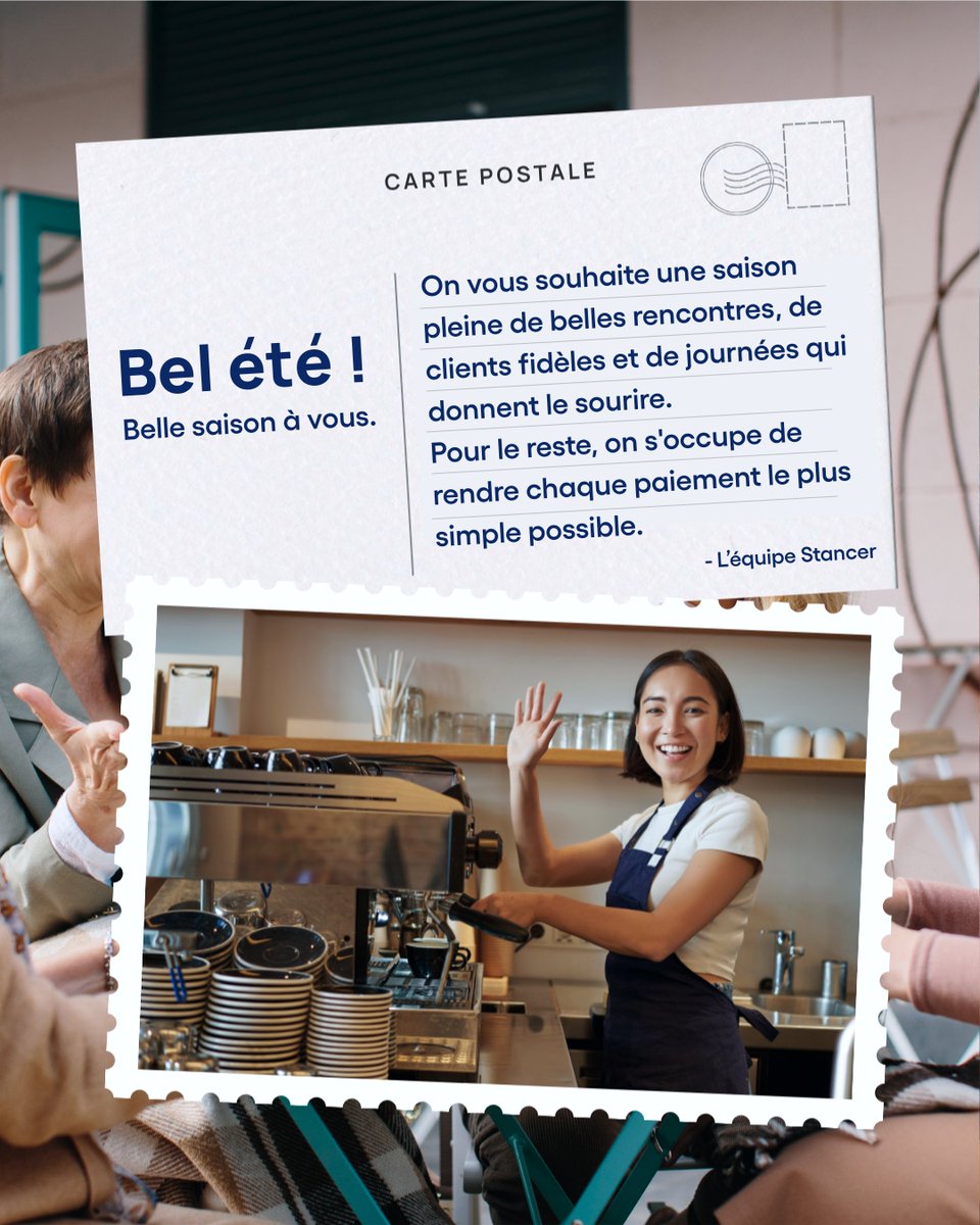 wearestancer's tweet photo. ⛱️ Cet été, les plus beaux moments se vivent dans votre commerce.

Entre les habitués, les vacanciers de passage, les terrasses animées et les journées qui filent à toute vitesse, chaque moment compte.

À tous les commerçants, on vous souhaite une très belle saison estivale. ☀️
Profitez de chaque sourire, de chaque rencontre et de chaque réussite.Pour vous accompagner dans vos paiements, vous pouvez compter sur nous. 💳💙

#Stancer #Été2026 #Commerçants #CommerceDeProximité #Paiement #FinTech