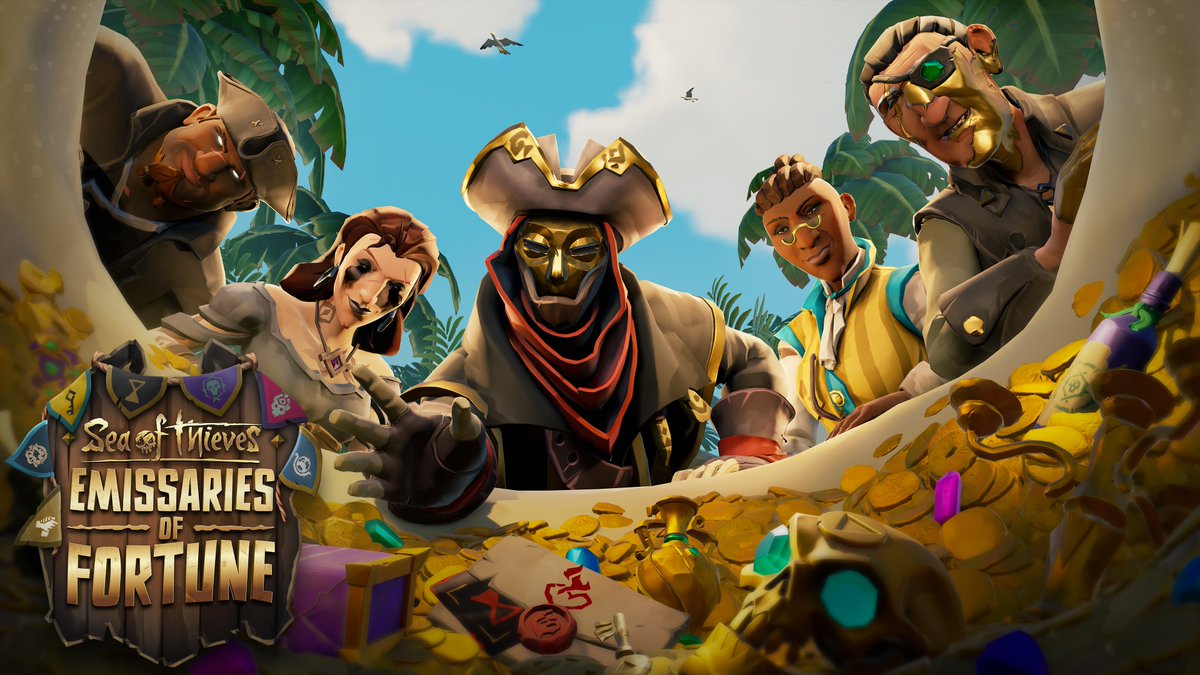 SeaOfThieves's tweet photo. The new weekly Emissaries of Fortune Event begins today! From 10am Wednesday until 10am Thursday (UTC), players sailing as Emissaries will receive a generous additional reward multiplier per Grade. Just make doubly sure to keep an eye open for Reapers... https://t.co/ygweT6ci0w