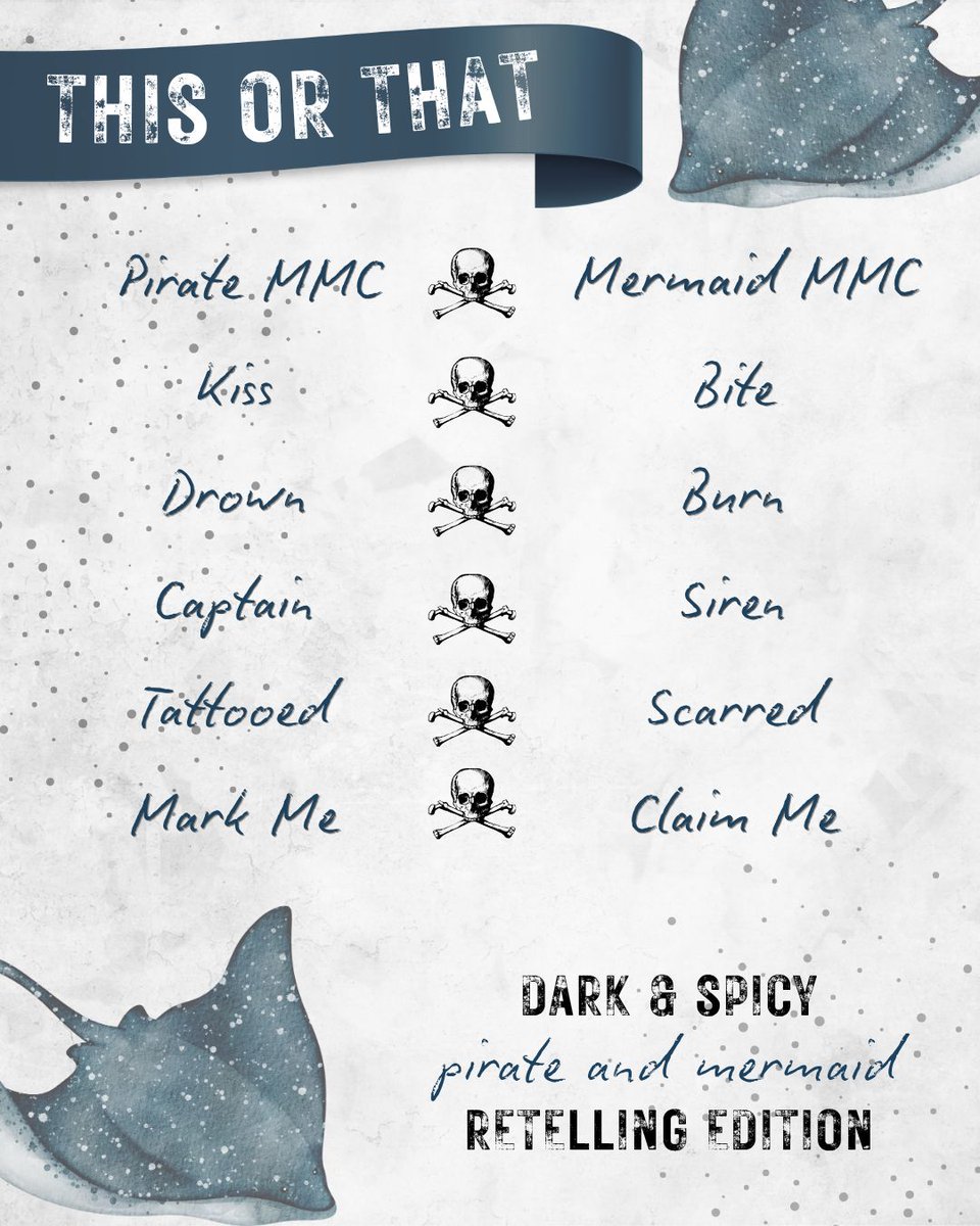 AuthorLCrowe's tweet photo. Lets play this or that. Mermaid and Pirates Edition
A Sea of Salt and Ruin is coming soon!!! (August 28th)

Get your pre-order and add it to your TBR from the links in my bio 🖤🏴‍☠️🖤

#Augustrelease #darkromance #bookish #readers #booktok https://t.co/kFgJSJ9pJF