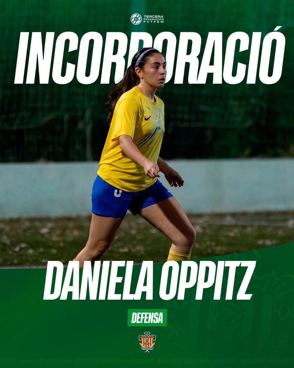 FundacioUEC's tweet photo. INCORPORACIÓ! 💚

🗂️ Temporada 2026 • 2027
📌 𝐓𝐄𝐑𝐂𝐄𝐑𝐀 𝐑𝐅𝐄𝐅 

🆕 La defensa Daniela Oppitz, procedent del @CDFF1977, tornarà a vestir la samarreta del Primer Equip femení!

👋🏻 Bentornada al Nou Municipal!

#FundacióUEC #Ambelverdalcor 💚 https://t.co/yrNIp00Vgn