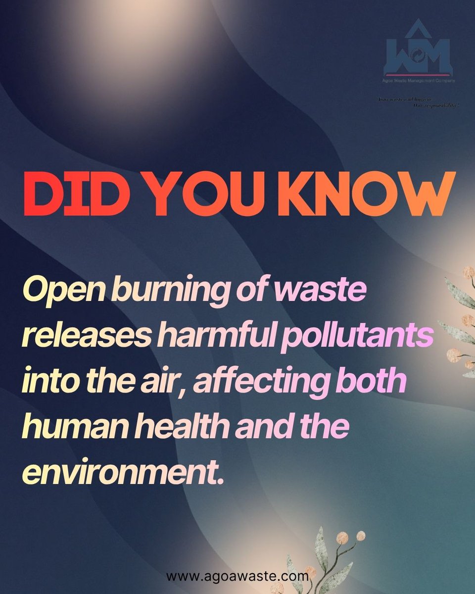 AgoaWaste's tweet photo. ♻️ Don't burn it. Bin it responsibly.

#DidYouKnow #StopOpenBurning #WasteManagement #CleanAir #ProtectOurEnvironment #Sustainability #AgoaWaste https://t.co/YXZ8fN1ZdE