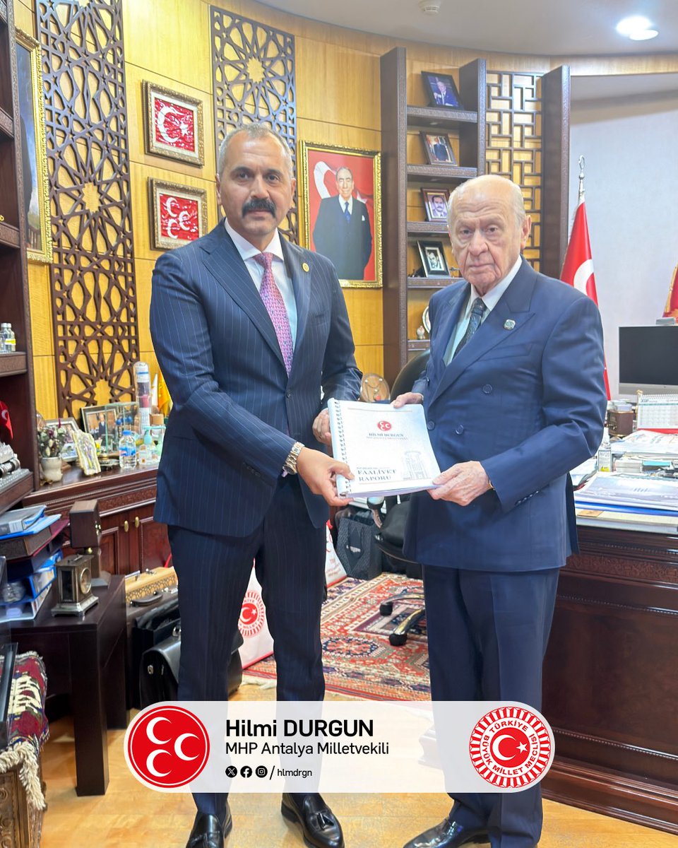hlmdrgn's tweet photo. Genel Başkanımız, Liderimiz Sn. Devlet Bahçeli Beyefendiyi ziyaret ederek, yaptığımız çalışmalar hakkında bilgi sunup, faaliyet raporumu takdim ettim.

Antalya' ya selam ve muhabbetlerini ileten Sayın Genel Başkanımıza nazik kabulleri için şükranlarımı arz ederim.

Allah Liderimizi başımızdan eksik etmesin.