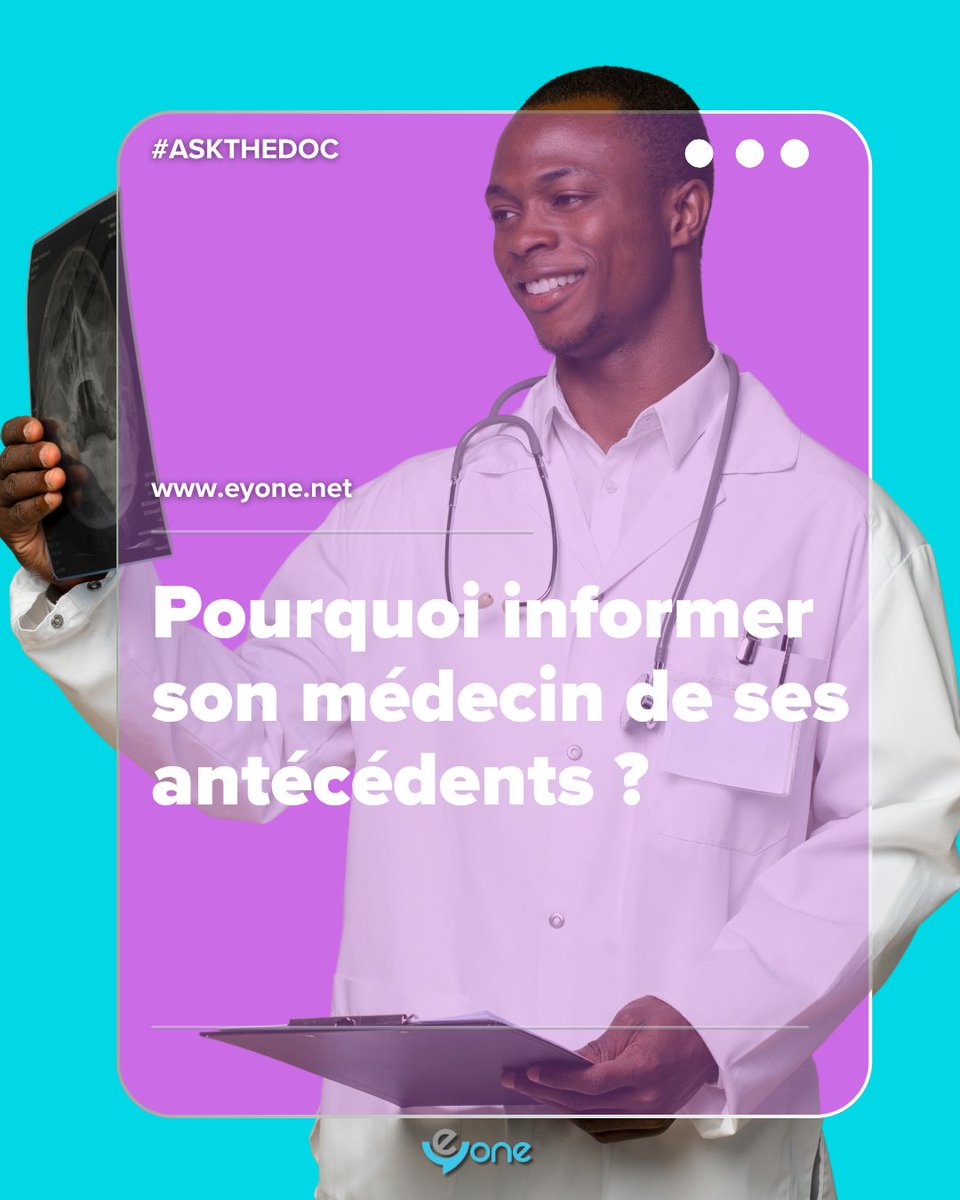 EyoneMedical's tweet photo. Hello Doc 👋🏽
Pourquoi informer son médecin de ses antécédents ?
Bonne question.
📋 Vos antécédents médicaux aident votre médecin à mieux comprendre votre état de santé, à adapter votre prise en charge et à assurer un meilleur suivi.
🩵 Chaque information compte.
#AskTheDoc #SantéDigitale #EyoneMedical