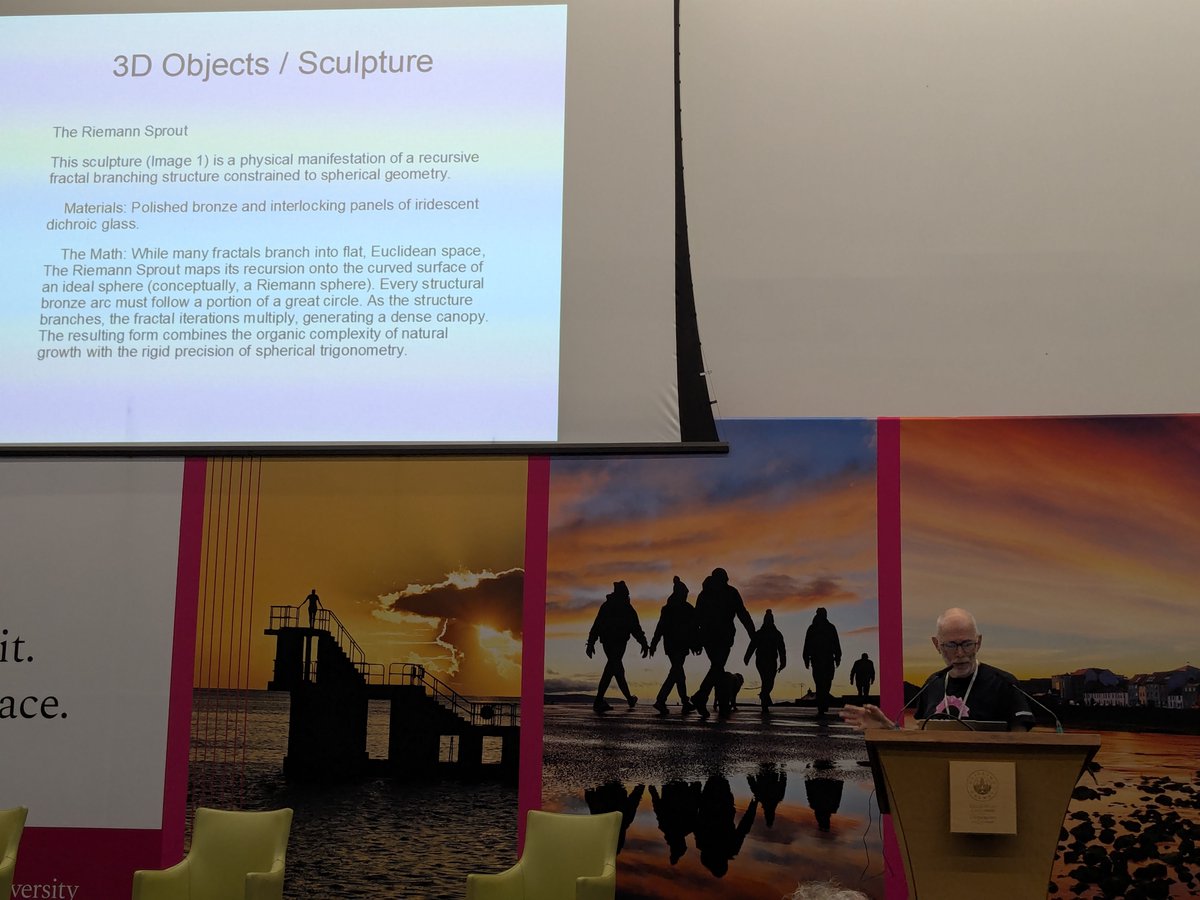 msmathcomp's tweet photo. The first keynote at the @BridgesMathart conference is by George Hart, speaking about "Math/Art at the Dawn of AI." https://t.co/WLpSTxxJYc
Starting from his own experience as a sculptor, he investigates how far AI can be leveraged to create original sculptures and research. https://t.co/v6DzDkzJXN