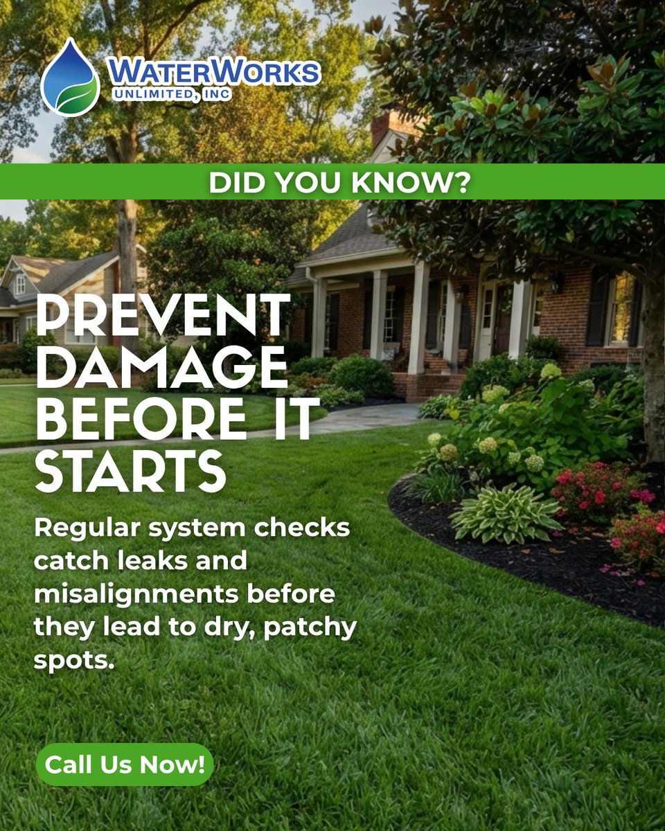 Waterworksunltd's tweet photo. Did you know that a misaligned sprinkler head can waste thousands of gallons? Trust Water Works Unlimited to monitor your system’s performance.

#raleighliving #ncwater #lawntips #raleighnc #waterworksunlimited 🛠️ https://t.co/QMIKIp30dj
