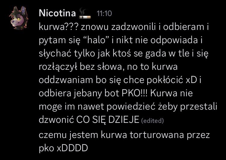 Default_juice's tweet photo. jest saga PKO które torturuje mnie telefonami, zgody marketingowe wyłączone, na infolinii nie mogą mi pomóc, w placówce nie mogą mi pomóc, dzwonią do mnie po 9 razy dziennie z propozycją kredytu i nic nie mogę z tym zrobić i teraz była wisienka na torcie :3 https://t.co/1Yj2XFsOga
