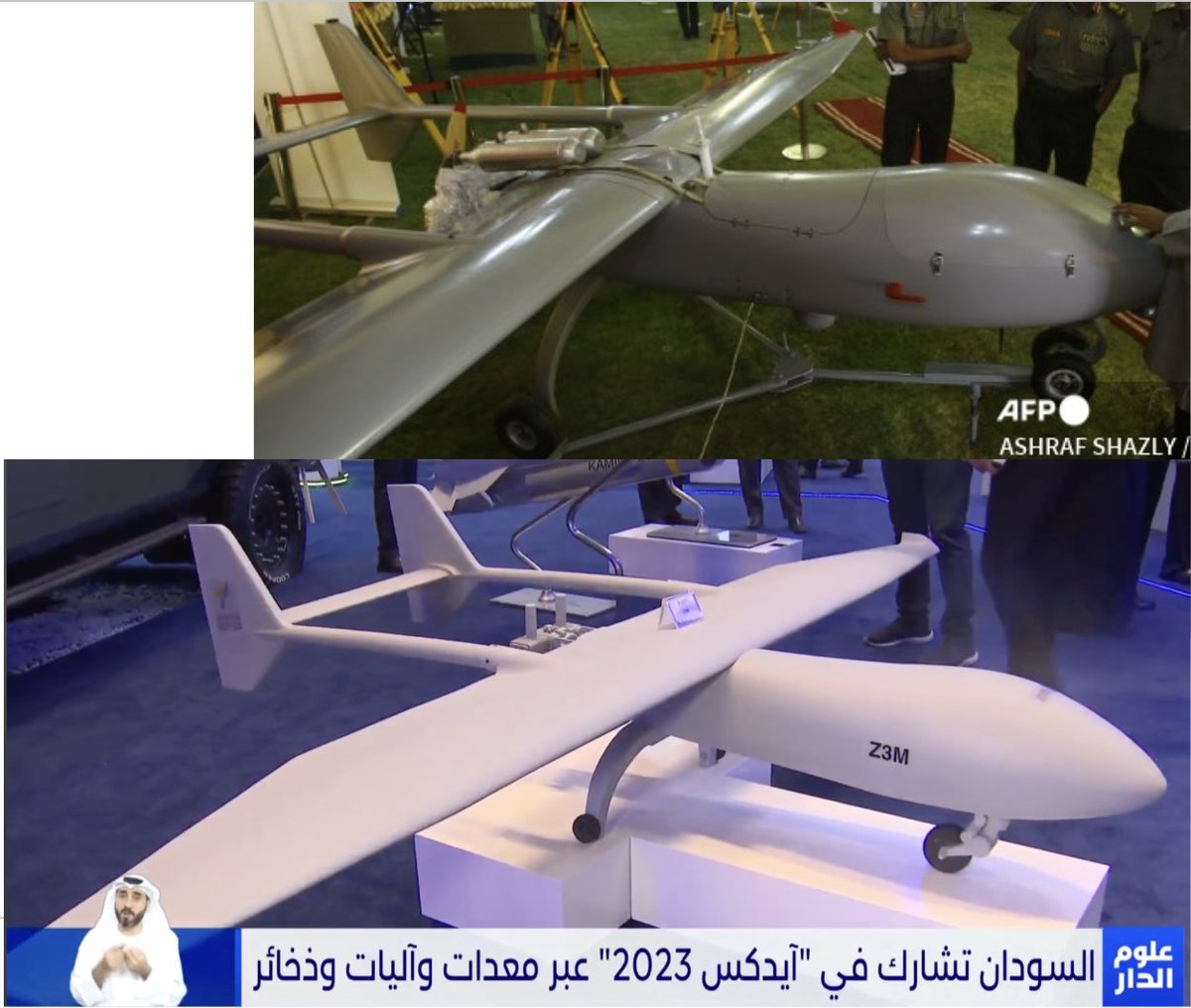 leone_hadavi's tweet photo. Nice catch! I believe this model's accurate designation is Zagil-3M, an iteration presented in 2015 as the pic. by Ashraf Shazly for @AFPphoto shows, while the mock-up  was presented at IDEX 2023 and because it's a model not all the details fit, e.g. tail, but provides a name! https://t.co/MW42j0BAHB