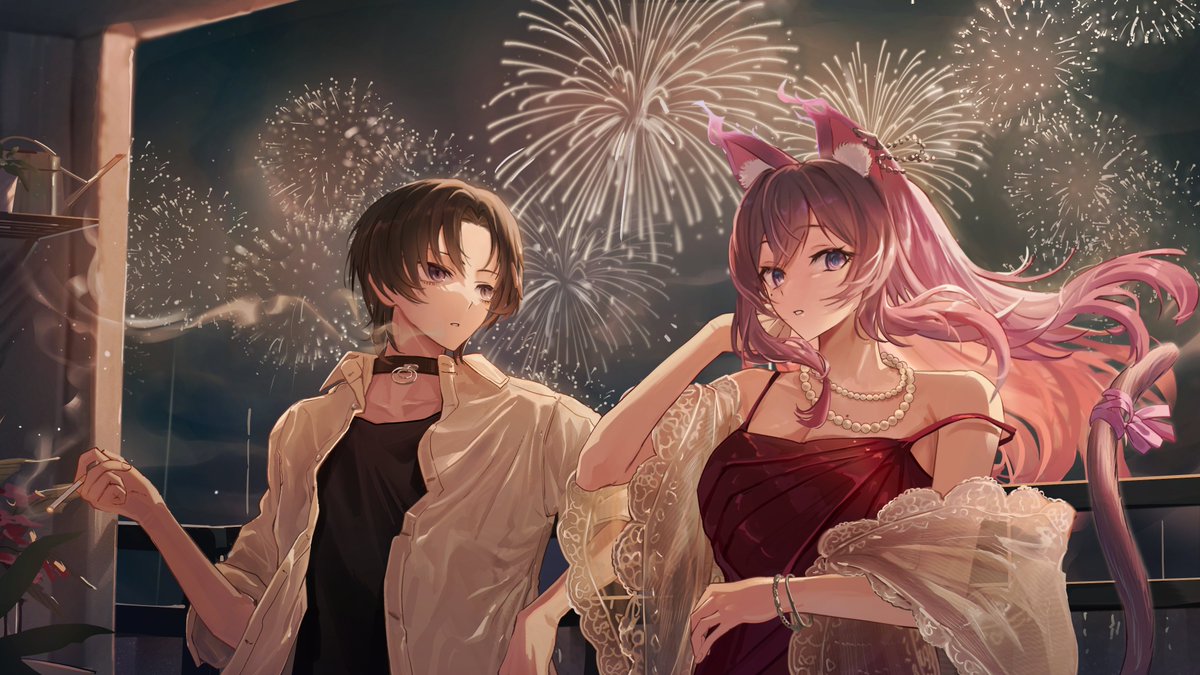 harukayu_yu's tweet photo. 【📢お知らせ🐈‍⬛】

こちらおなつのにびたし様と奏手イヅル様の『長く短い祭』のMVイラストを描かせて頂きました✨️

お二人の情熱的で透き通る声が夏の夜にぴったりなものになっています🎸
是非この夏に聴いてみてください💜 https://t.co/t5SvJkn3G7