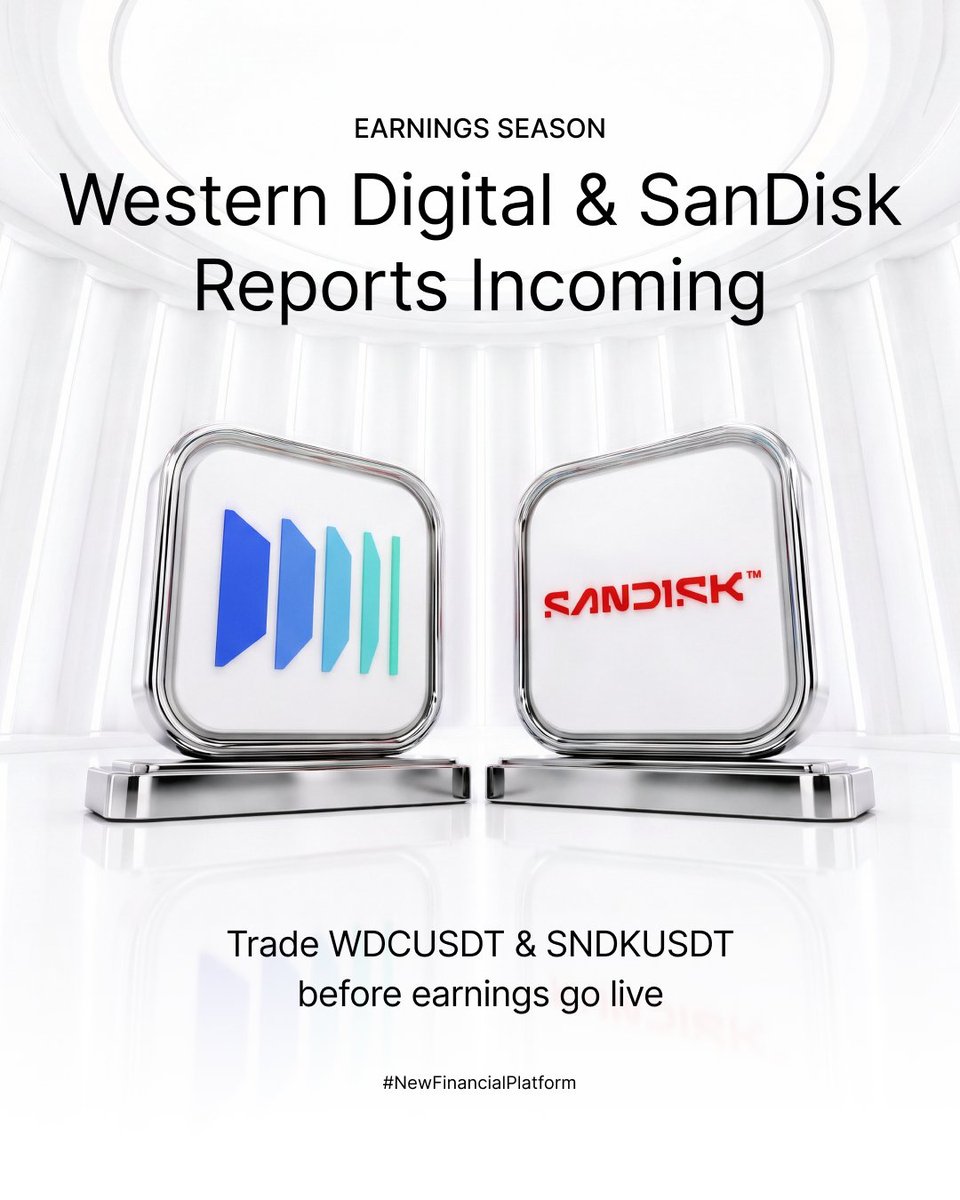 Bybit_Official's tweet photo. Western Digital &amp; SanDisk report earnings are coming in TOMORROW. 

Forecasted post-earnings moves: 10.9% and 13.8% up or down respectively.

Don't wait. Trade the earnings momentum on Bybit now: https://t.co/IFGY1zWwF1 https://t.co/CedoTjBFav