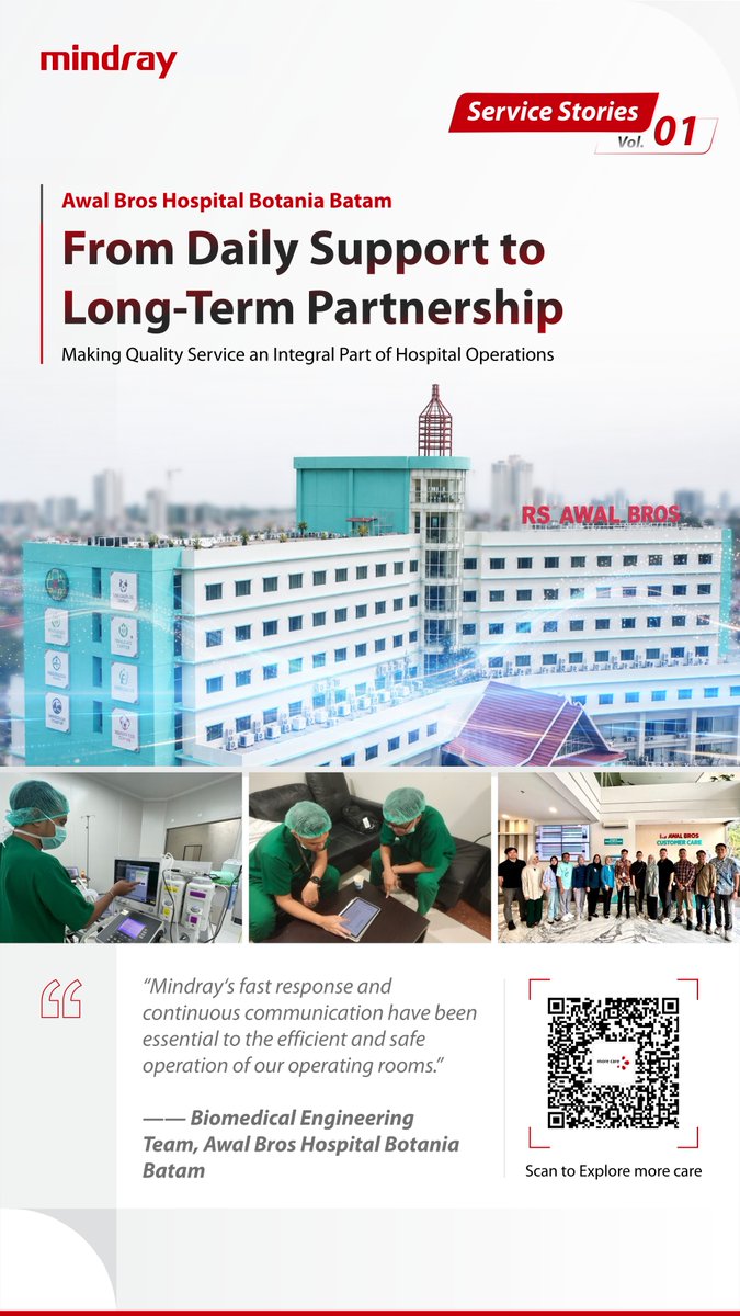 MindrayGlobal's tweet photo. 📌 Discover how Mindray supported Awal Bros Hospital Botania Batam, Indonesia through dedicated service and long-term collaboration.
🔗https://t.co/qGPoJJVdpz

#MindrayService #HealthcareIndonesia #MindrayIndonesia https://t.co/doPSorWBi7
