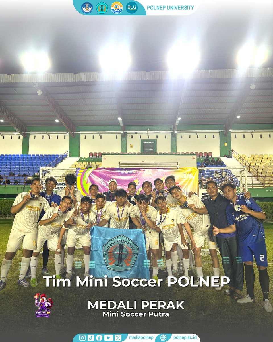 mediapolnep's tweet photo. Selamat dan Sukses atas Prestasi Medali Perak Mini Soccer Putra pada PORSENI XV Politeknik Se-Indonesia di Medan 2026.

#Polnep
#PolnepUniversity
#Mediapolnep
#diktisaintekberdampak
#porsenixv https://t.co/7IY9gjxAN5