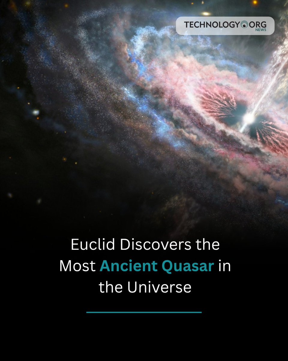 TechnologyOrg's tweet photo. ESA's Euclid telescope found 31 new ancient quasars, including the two earliest ever seen, shining with the light of a trillion Suns when the Universe was just 670 million years old.

Full article: https://t.co/pXpo2bGzMn

#technology #space #astronomy #science https://t.co/kebywCtqva