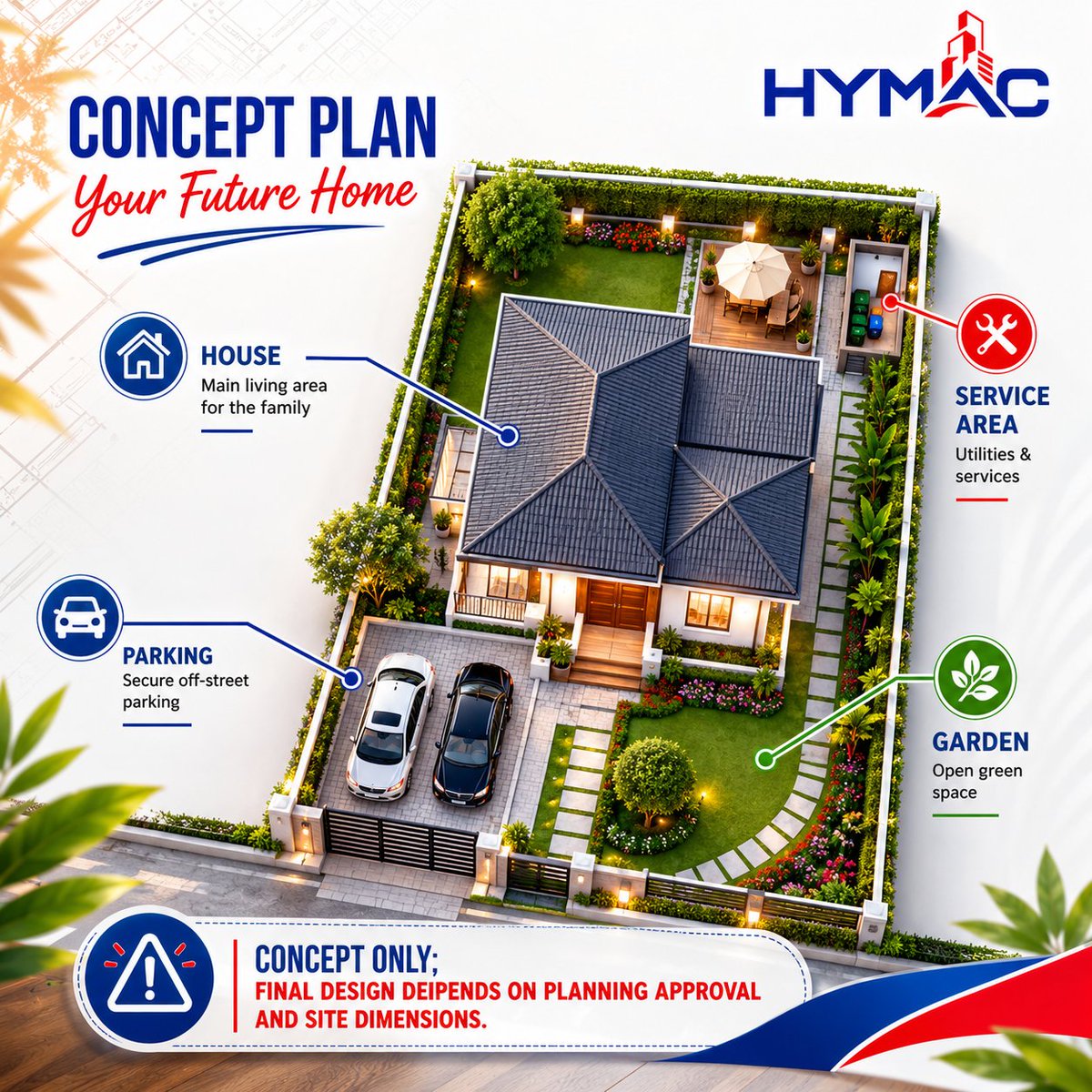_hymacreal's tweet photo. 500 sqm can hold different things depending on priority: 

home footprint, parking, outdoor space, service area.

A concept plan isn't an approved design — final use depends on dimensions, setbacks and planning approval.

What would you prioritise? #BuildInEnugu https://t.co/wtoNPTVyOG