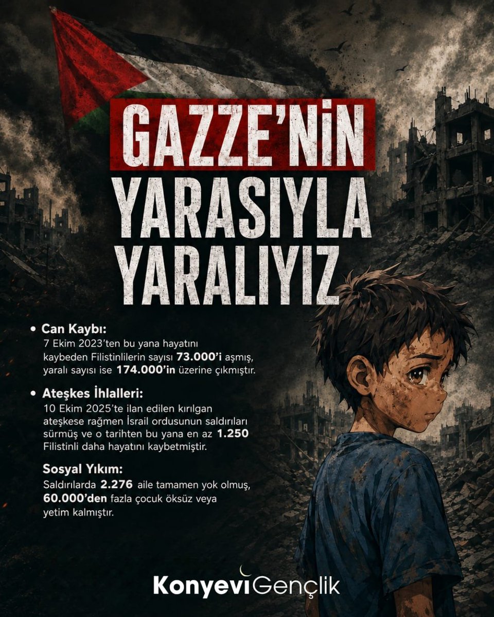KonyeviGenclik's tweet photo. GAZZE'NİN YARASIYLA YARALIYIZ... https://t.co/N1YJoqCggl