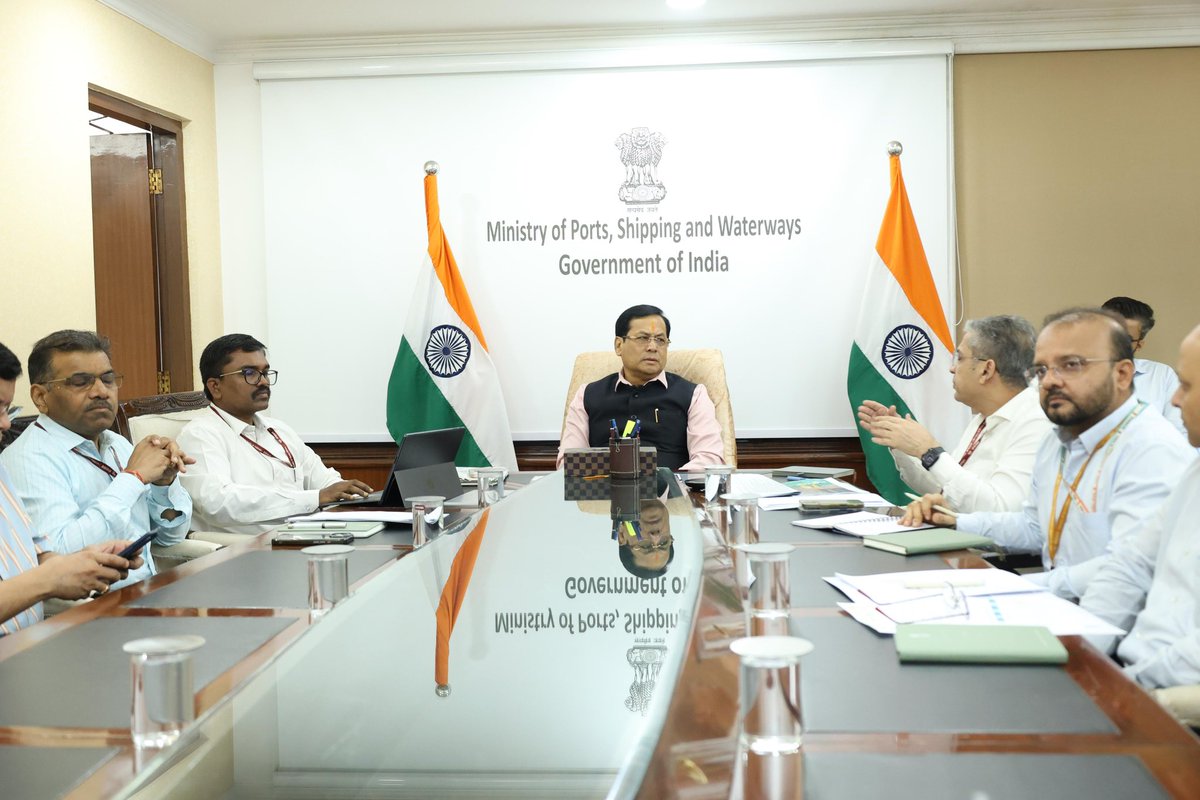 sarbanandsonwal's tweet photo. Chaired a comprehensive review meeting with senior @shipmin_india
officials to assess the safety and security of Indian seafarers amid the evolving geopolitical crisis in West Asia and beyond.
The Hon'ble PM Shri @narendramodi ji Modi-led Govt has always put #SeafarerFirst, a vision that has driven massive increase in our seafaring numbers since 2014, making India the world’s second-largest seafarer supplier.