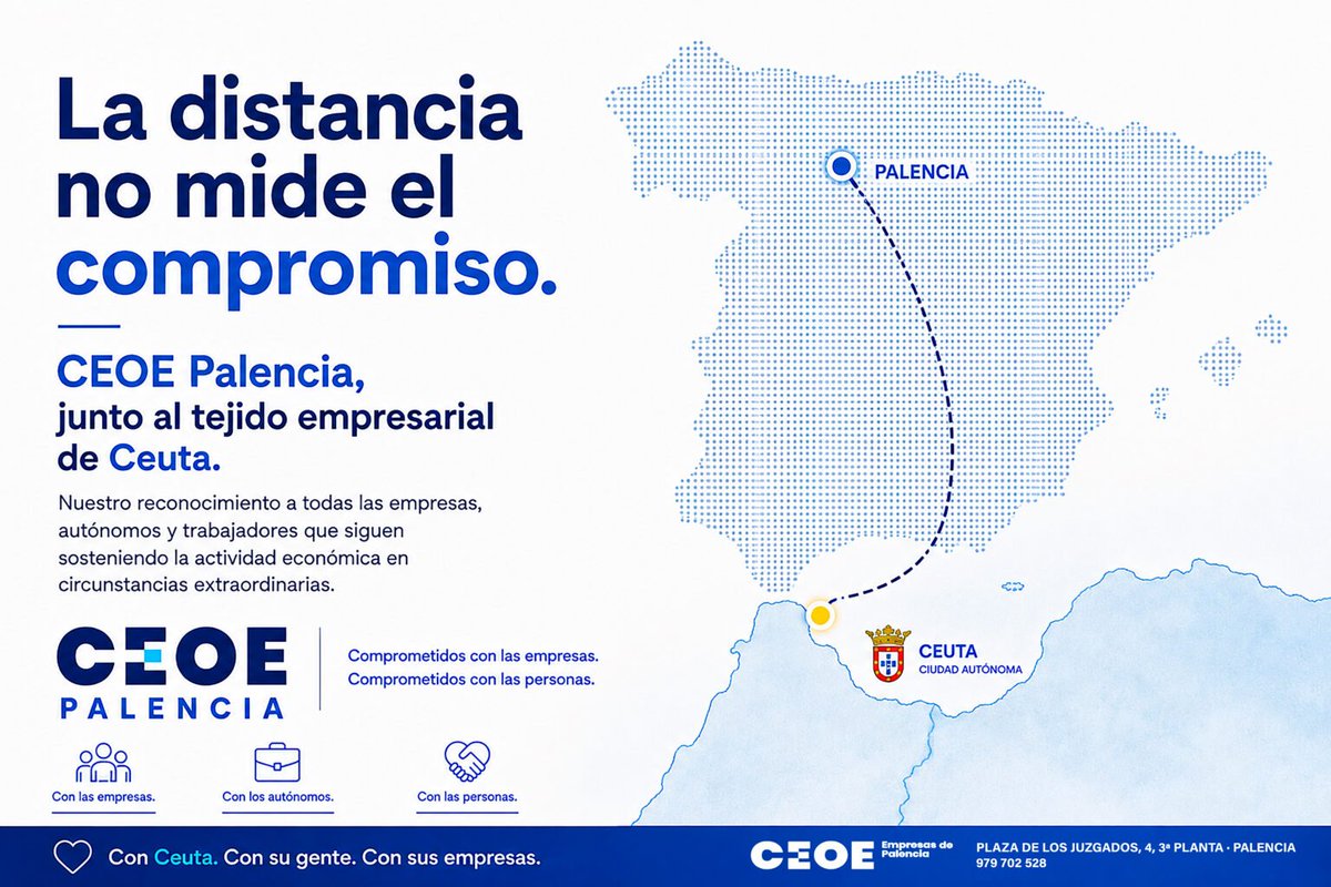 CeoePalencia's tweet photo. CEOE Palencia traslada su apoyo al tejido empresarial de Ceuta. 

https://t.co/8ygEd2fYPb https://t.co/T8LpOWi3mL