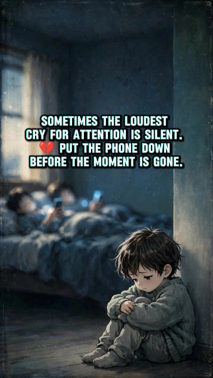 Vicky6graphics's tweet photo. "Sometimes the loudest cry for attention is silent. 💔 Put the phone down before the moment is gone.

 Tag a parent who needs this reminder. 👇" https://t.co/BnCUvbPndq