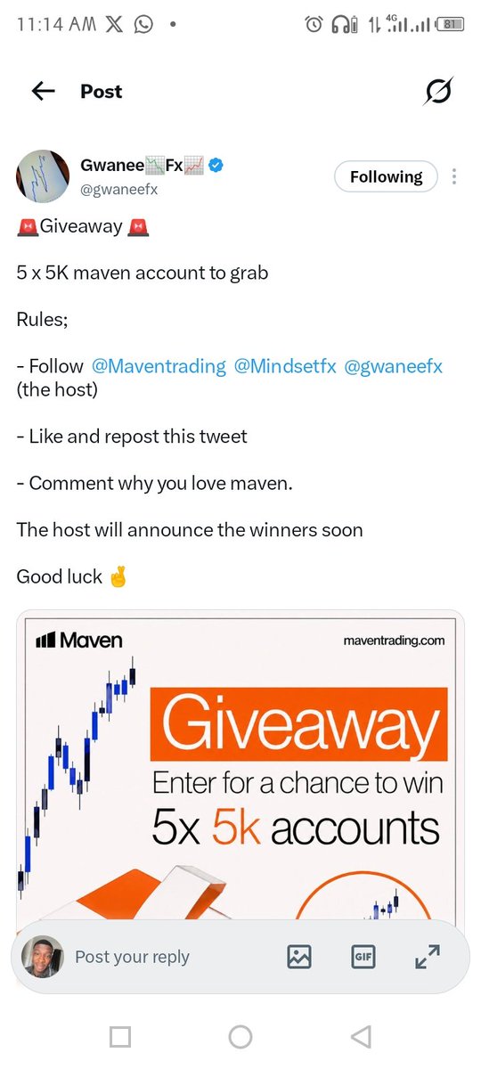 Specialproverbs's tweet photo. @gwaneefx @Maventrading @Mindsetfx @Maventrading is the prop firm that I know that doesn't deny payout no matter the season of the economy. Even when firm's were adjusting rules due to gold's bull run, they held on and still kept on paying, one of the best in the industry and soon the best at the peak https://t.co/U1SGuzcNHH
